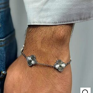 Silver Flower Bracelet Clover